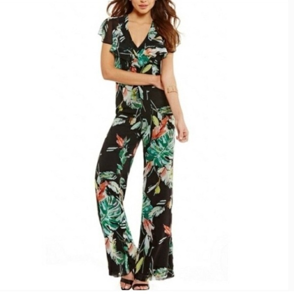 Gianni Bini Petra Tropical Floral Print Jumpsuit Size Large - Picture 1 of 14